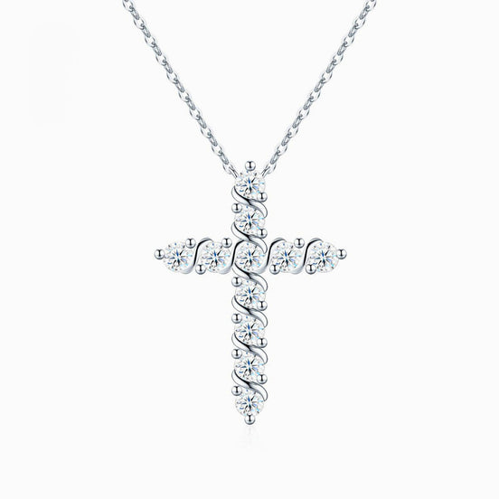 Sparkling Moissanite Cross Pendant Necklace