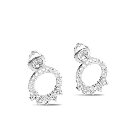 Moissanite Hoop Earrings with Sparkling Floral Design