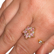 Anello Regolabile Fiore Rosa – Argento Sterling 925