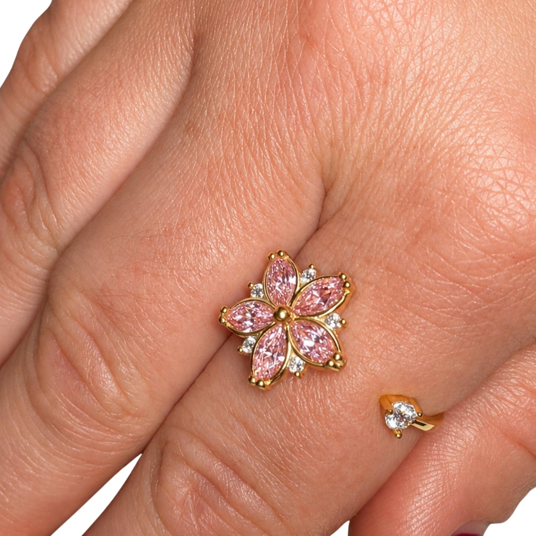Anello Regolabile Fiore Rosa – Argento Sterling 925