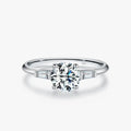 Round Moissanite Ring D Color Lab Diamond – 925 Sterling Silver Wedding Engagement Band with cubic zirconia accents.