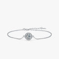 Round Zircon Charm Bracelet 925 Sterling Silver featuring a sparkling zircon stone and crystal accents.