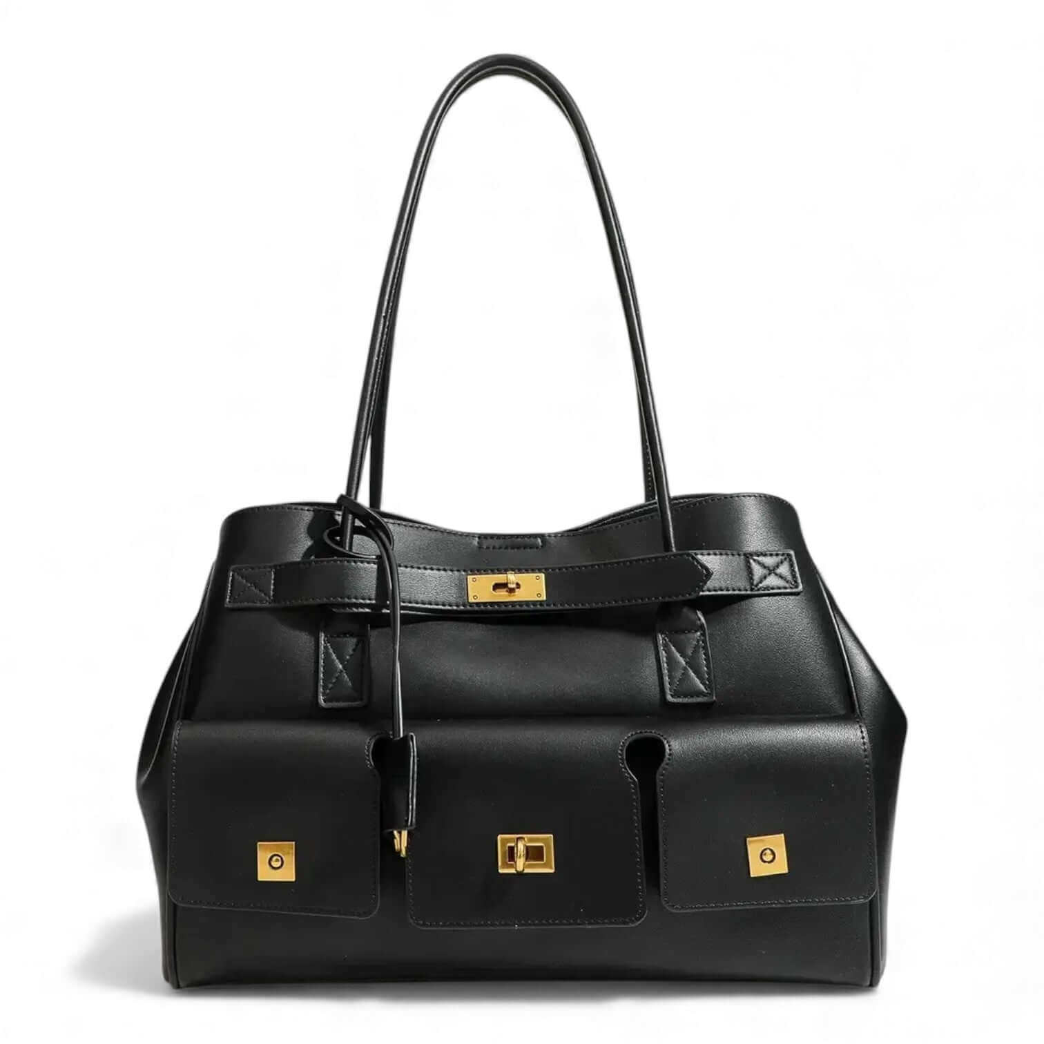 Women's Black Leather Tote Bag