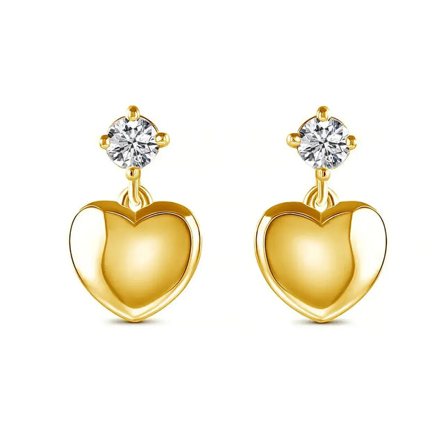 Pendientes colgantes en forma de corazón de oro 14K