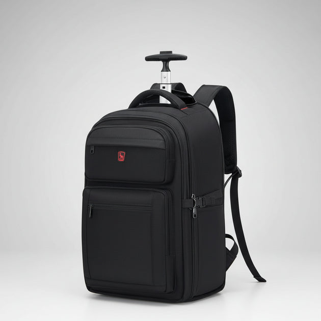 Backpack - Transformable Roller Luggage with Telescopic Handle by Oiwas, softback design, 20-35 litre capacity, zipper closure.