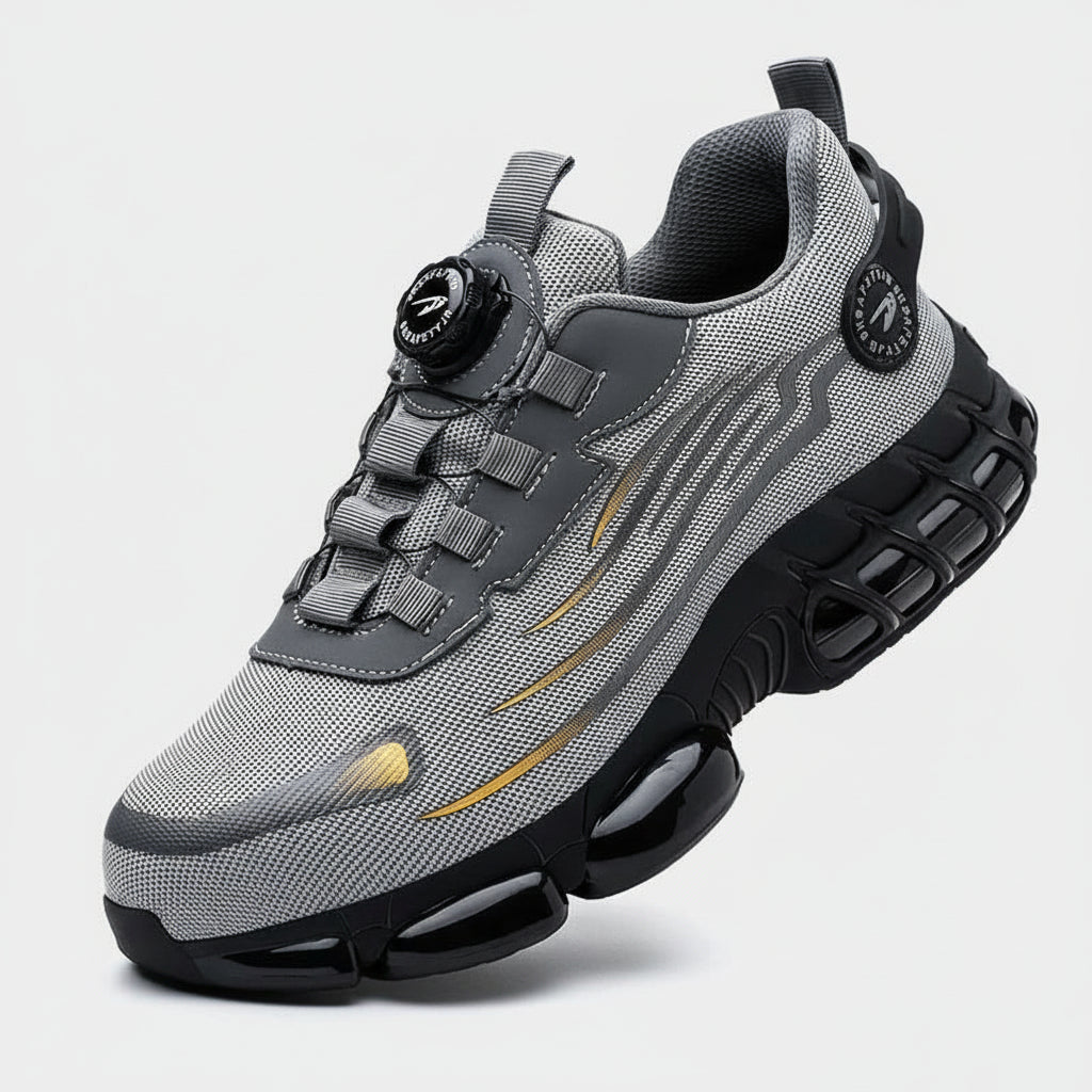 Anti-smash Work Shoes For Men featuring rubber outsole and breathable fabric upper.