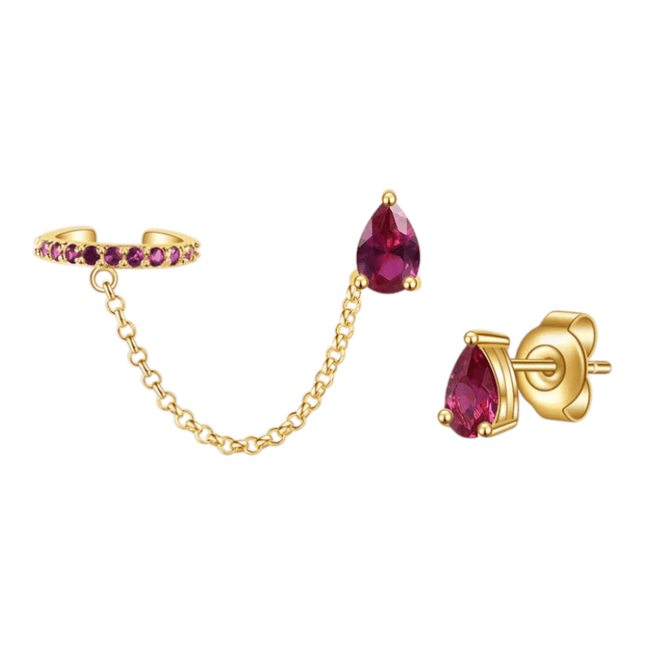 Pendiente de oreja tipo brazalete Ruby en plata de ley 925