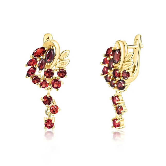 Pendientes colgantes de granate rojo
