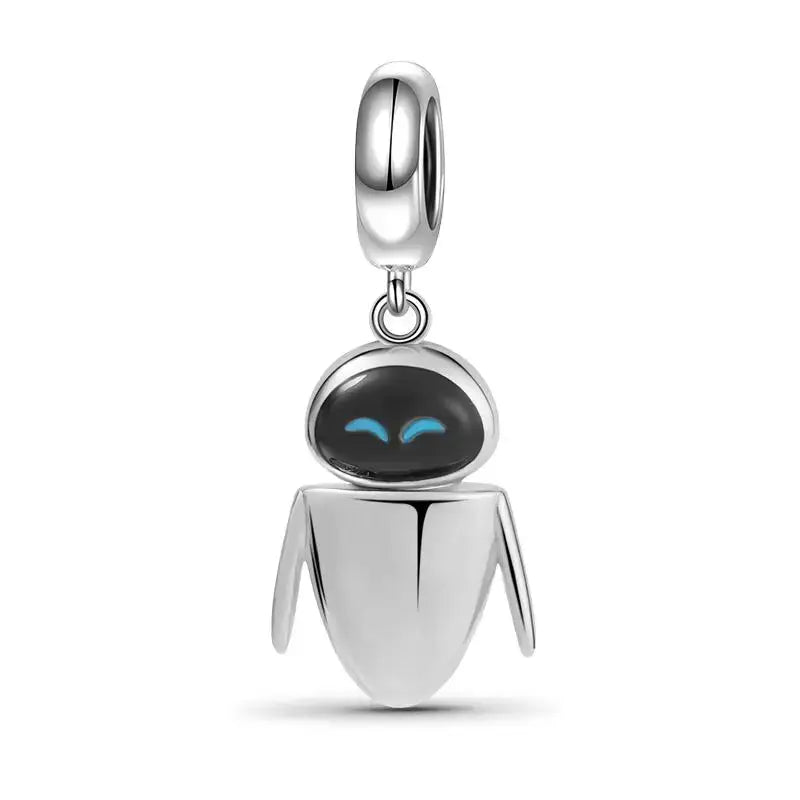 New Princess Ring Series Sterling Silver charm featuring a silver figure with blue accents and a hanging design.