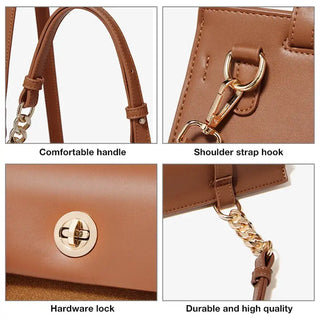 Leather Backpack PVC showing comfortable handle, shoulder strap hook, hardware lock, and durable high-quality materials.