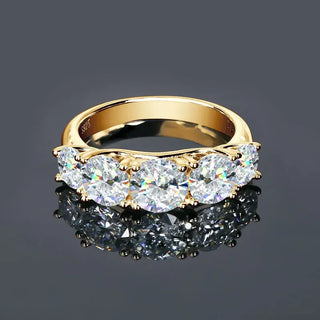 Moissanite Wedding Rings for Women featuring a 5-stone design in 18k gold plated setting with sparkling gemstones.