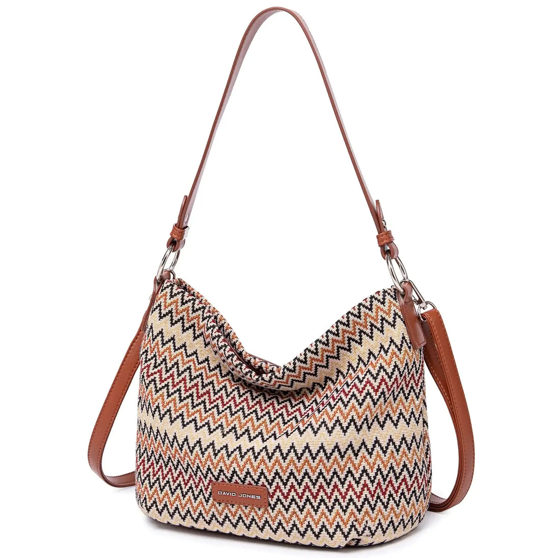 Women's Shoulder Bag, multicolor zigzag pattern, stylish and functional design for everyday use.