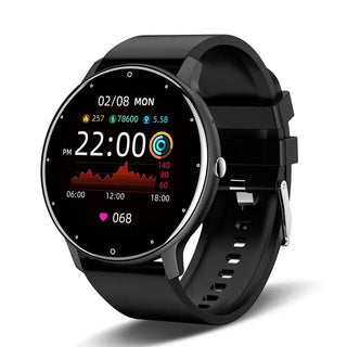 Smart Watch Full Touch Screen displaying time and fitness data on a sleek black design.