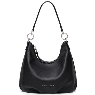 Luxury black shoulder bag for women, soft PU crossbody handbag with wide straps, casual style, perfect for outings.