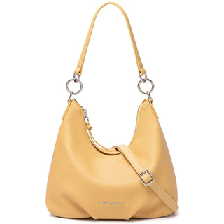 Luxury yellow crossbody bag for women with wide straps, casual style, soft PU material.