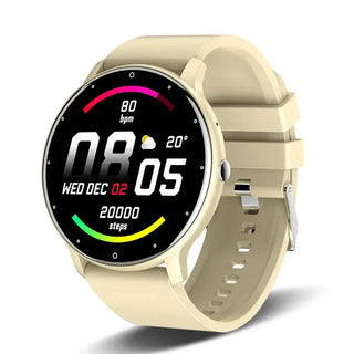 Smart Watch Full Touch Screen with AMOLED display showing fitness metrics and date features.