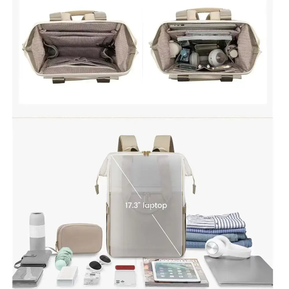 Women\'s Backpack with spacious interior, suitable for 17.3-inch laptop and various compartments for organization.