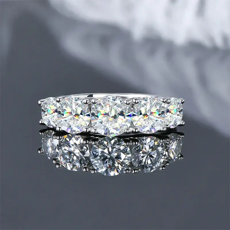 Moissanite Wedding Rings for Women 18k Gold Plated, featuring multiple sparkling moissanite stones.
