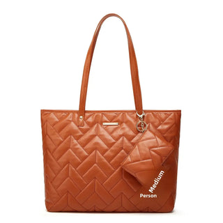 Tote Bag Soft & Versatile Two Piece Set in orange microfiber with matching pouch, perfect for everyday use.