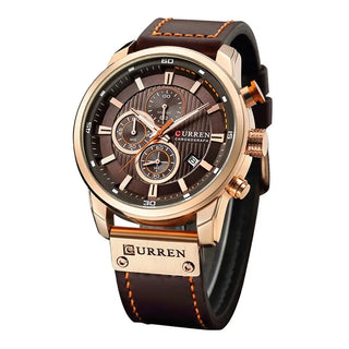 Luxury Chronograph Mens Watch featuring a stylish leather band and elegant design for men.