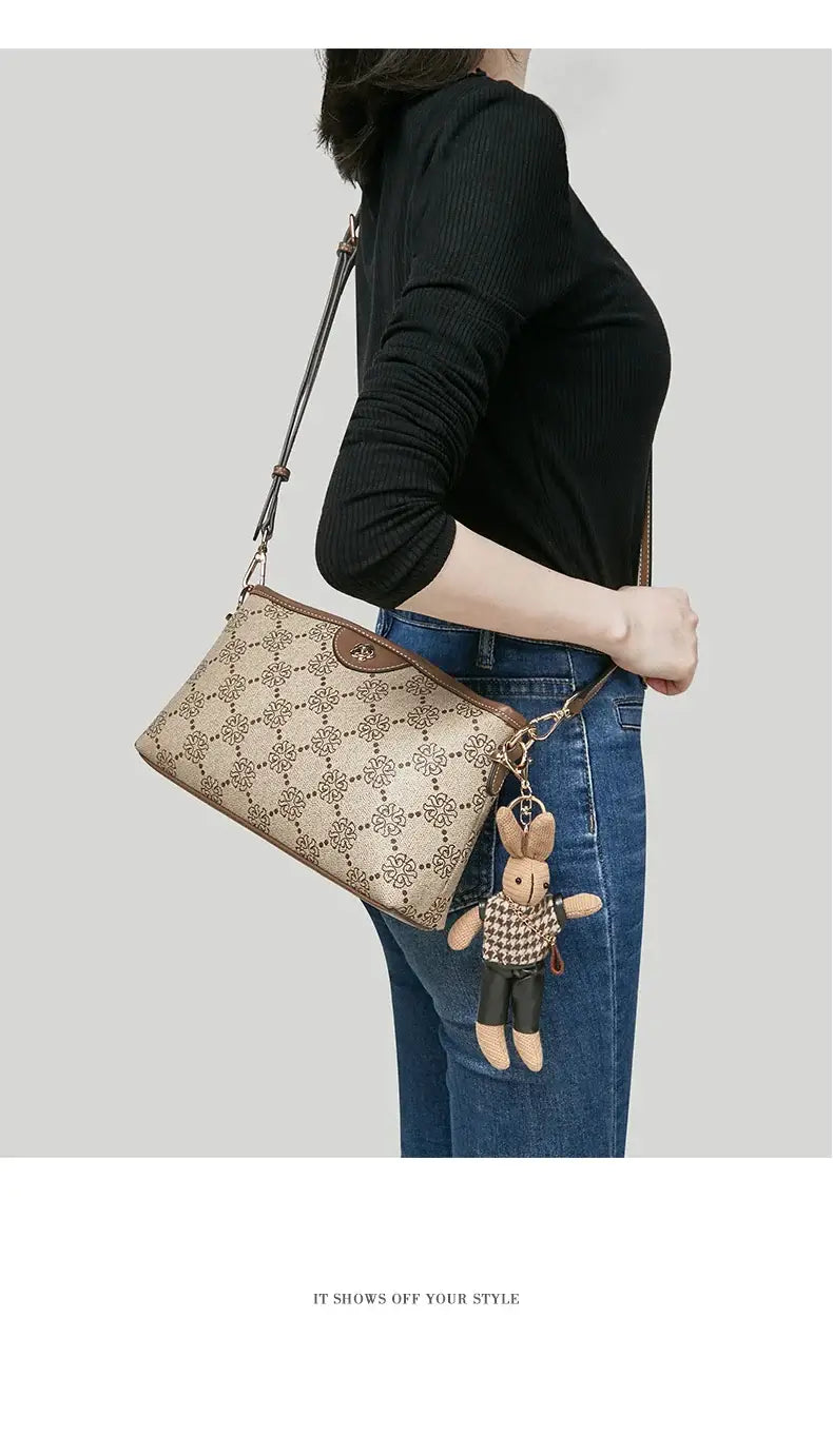 Monogram Crossbody Bag with Cute Bunny Charm