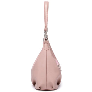 Luxury pink crossbody bag for women, casual shoulder satchel with wide strap and soft PU material.