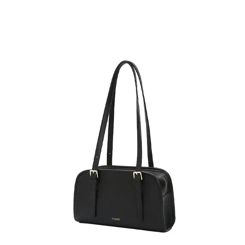 Classic Shoulder Bag in black, fashion women's shoulder handbag with two straps and solid pillow shape design.
