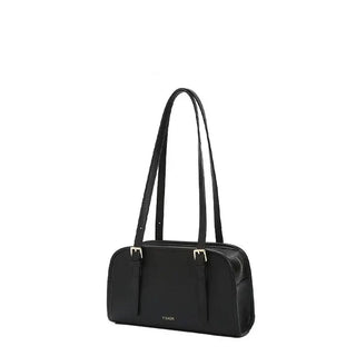 Classic Shoulder Bag in black, fashion women's shoulder handbag with two straps and solid pillow shape design.