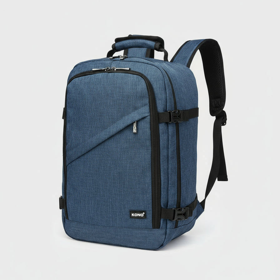 Backpack Waterproof Laptop Travel with reflective night safety design in blue oxford fabric.