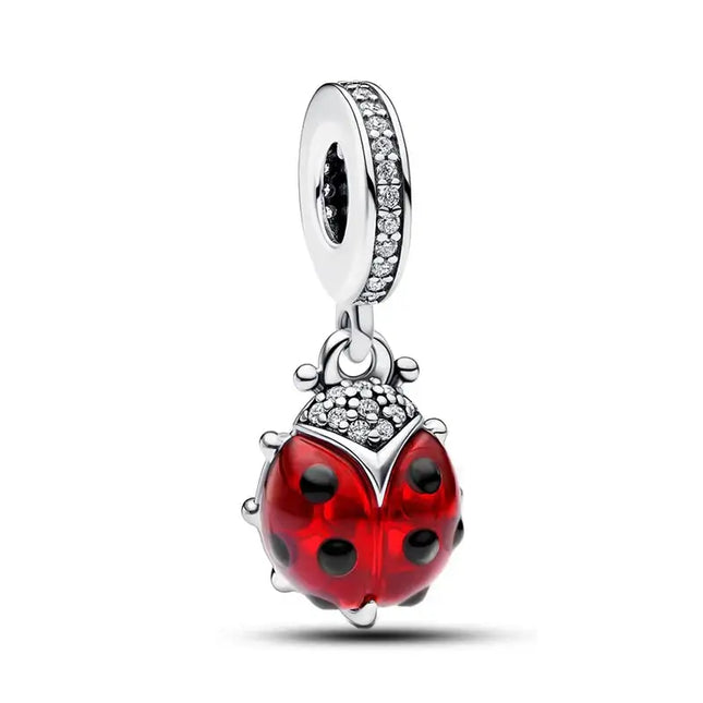 Charm 925 Silver Strawberry Ladybird