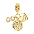 Charm Beads 925 Sterling Silver charm bead with family tree, infinity symbol, and heart design.