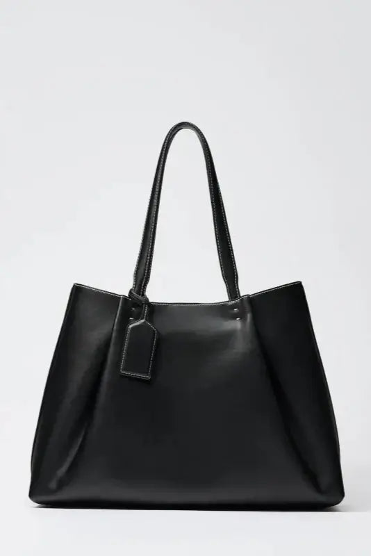 Tote Bag Classic with Zipper Pocket in solid black, featuring a spacious design and sleek handles.