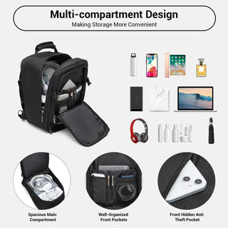 Backpack Waterproof Laptop Travel with multi-compartment design for organized storage, suitable for travel and daily use.