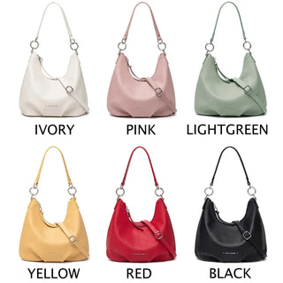 Luxury shoulder bags for women in ivory, pink, light green, yellow, red, and black - casual crossbody style.