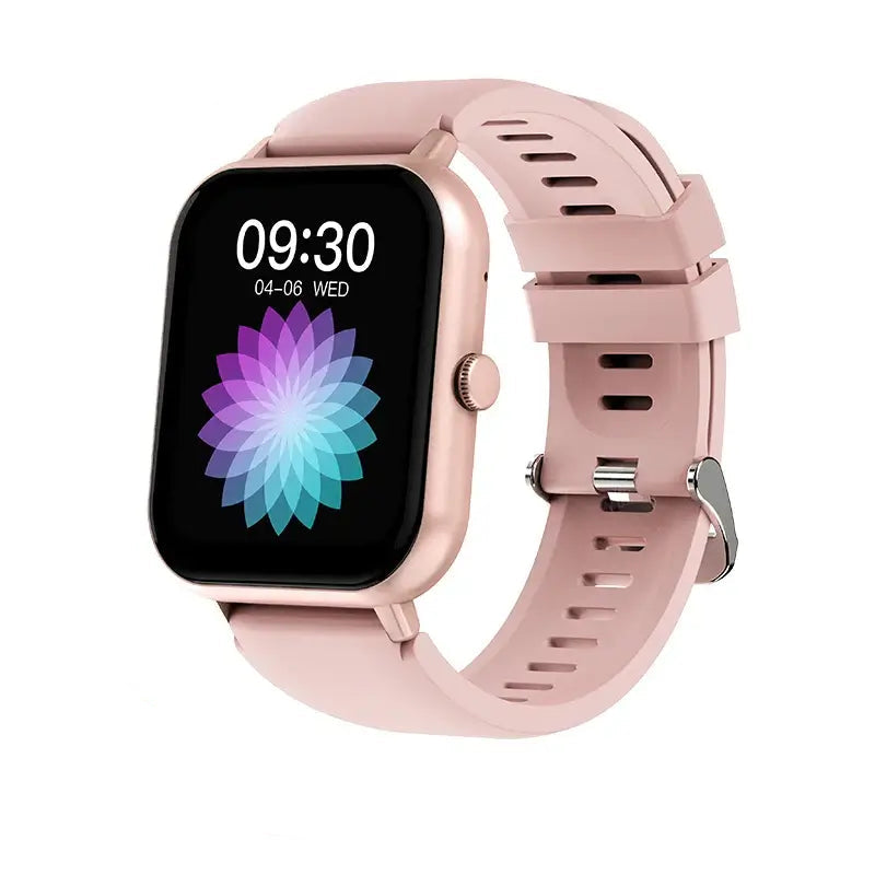 Smartwatches with Bluetooth featuring a sleek design and customizable watch face in a soft pink color.