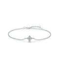 Bracelet 925 Sterling Silver with four leaf clover design and cubic zirconia crystal accents, elegant and stackable.