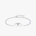 Bracelet 925 sterling silver with heart-shaped zircon, adjustable and lightweight, perfect for gifts.
