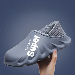Winter Slippers Warm Unisex Shoes Waterproof in gray color with a comfortable design