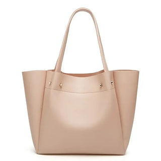Shopper Bag with Slot Pocket and Zipper in soft blush color, featuring a sleek design and stylish handles.