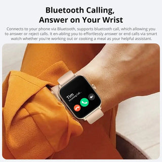 Smartwatch featuring Bluetooth calling function to answer calls hands-free on your wrist.