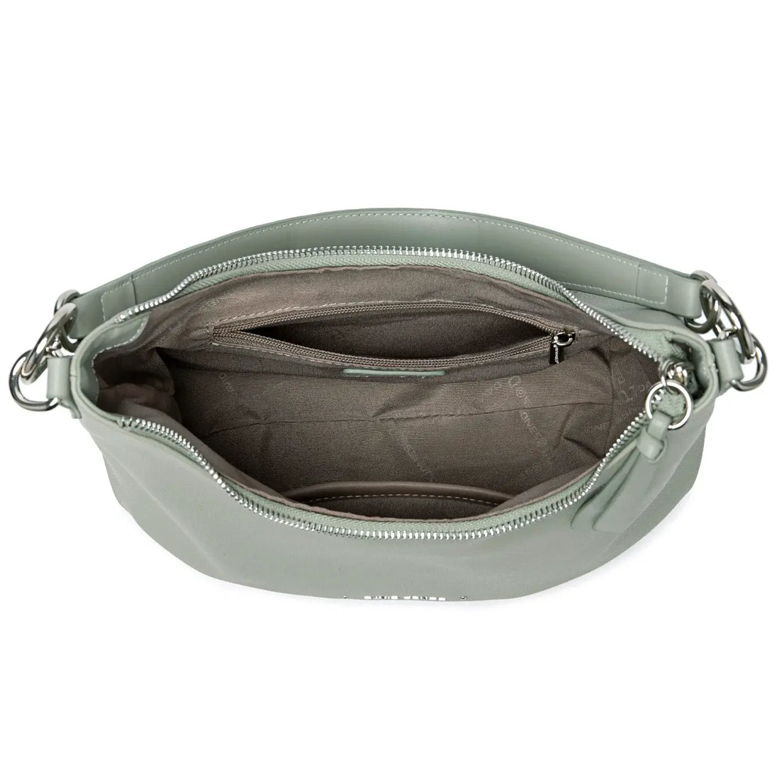 Luxury green crossbody bag for women, casual satchel with zipper closure and soft interior compartment.