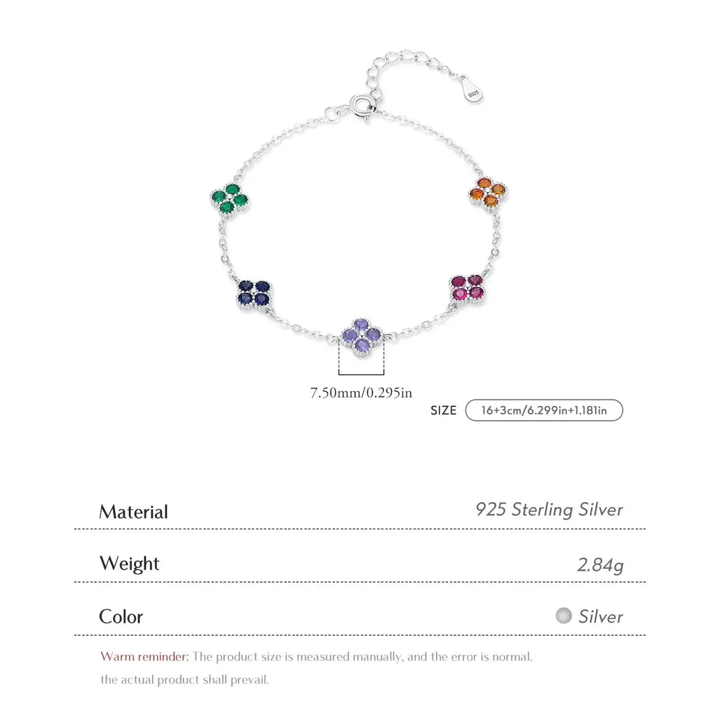 Elegant Bracelet 925 Sterling Silver with plant-inspired design and zircon accents, adjustable and hypoallergenic.