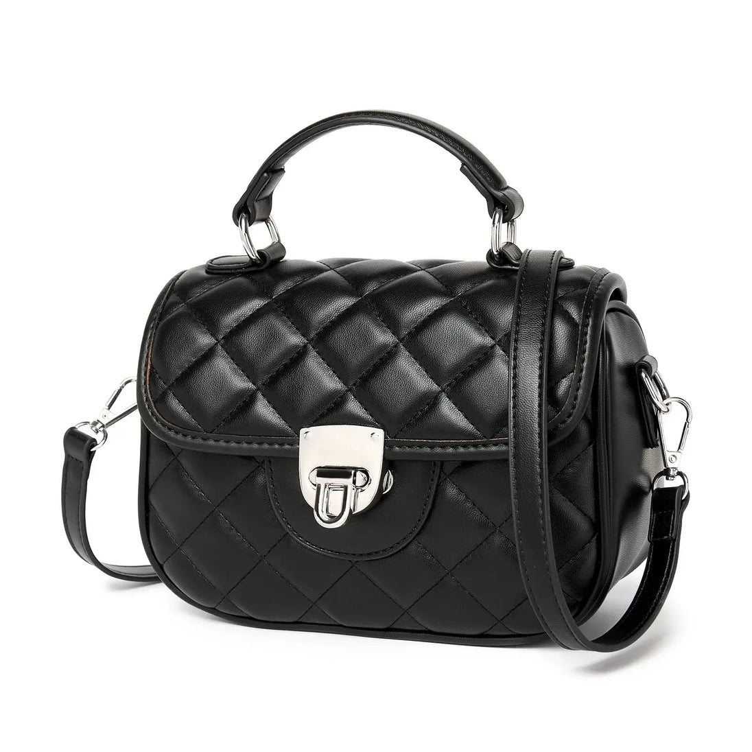 Crossbody Bags High-quality PU leather black quilted handbag with shoulder strap