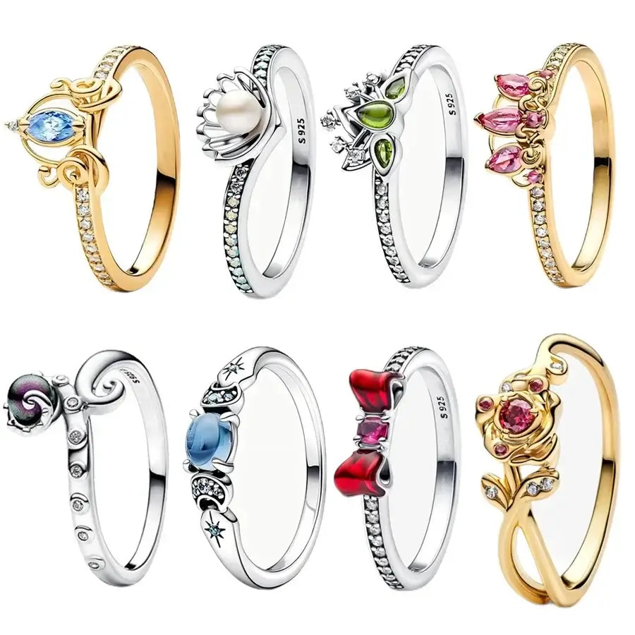 New Princess Ring Series Sterling Silver featuring various elegant designs and sparkling inlays.