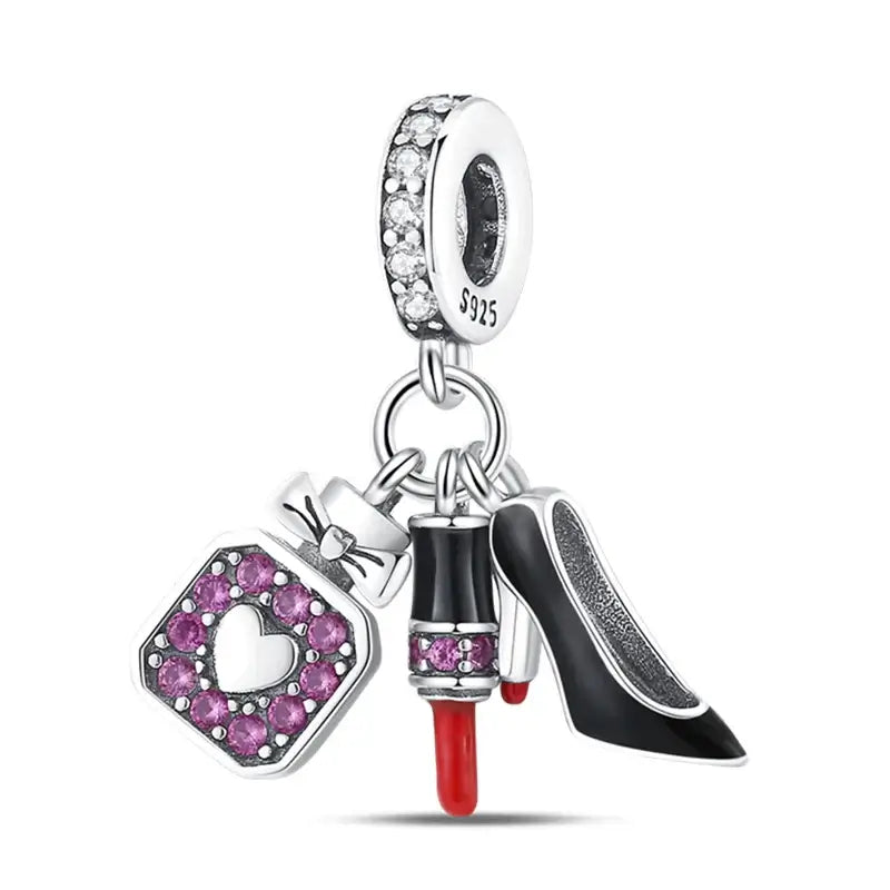 Charm Bead 925 Sterling Silver Butterfly, Daisy & Rose