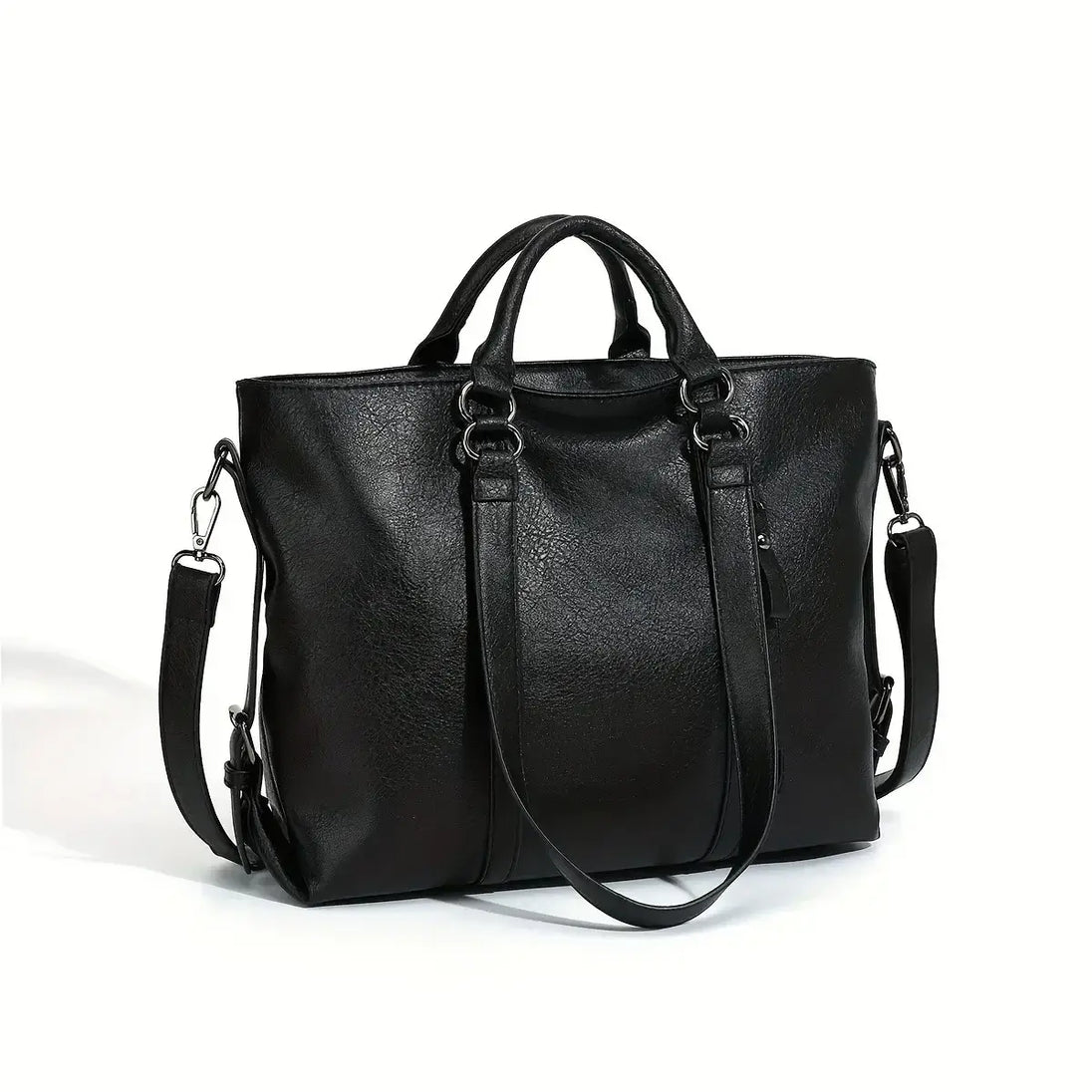 Vintage Women's Bag in black, spacious design with dual handles and adjustable strap, perfect for everyday use.