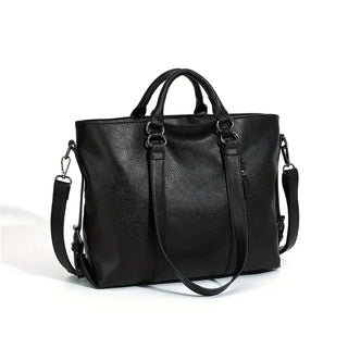 Vintage Women's Bag in black, spacious design with dual handles and adjustable strap, perfect for everyday use.