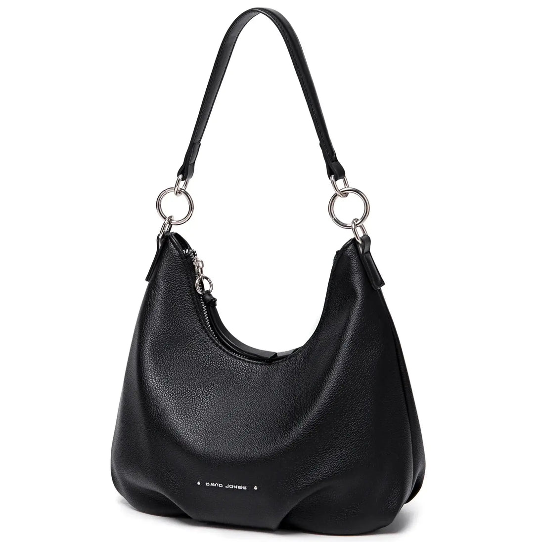 Luxury black crossbody bag for women, casual shoulder handbag with soft PU material and zipper closure.