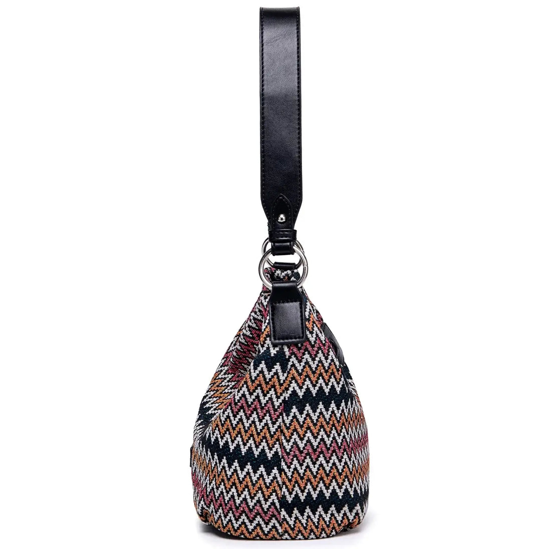 Women's shoulder bag, multicolor zigzag pattern, stylish and functional with spacious compartments.