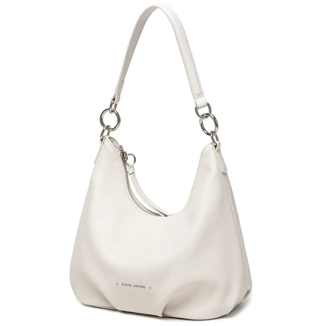 Luxury white crossbody bag for women, casual satchel with wide straps, soft PU material, zipper closure.